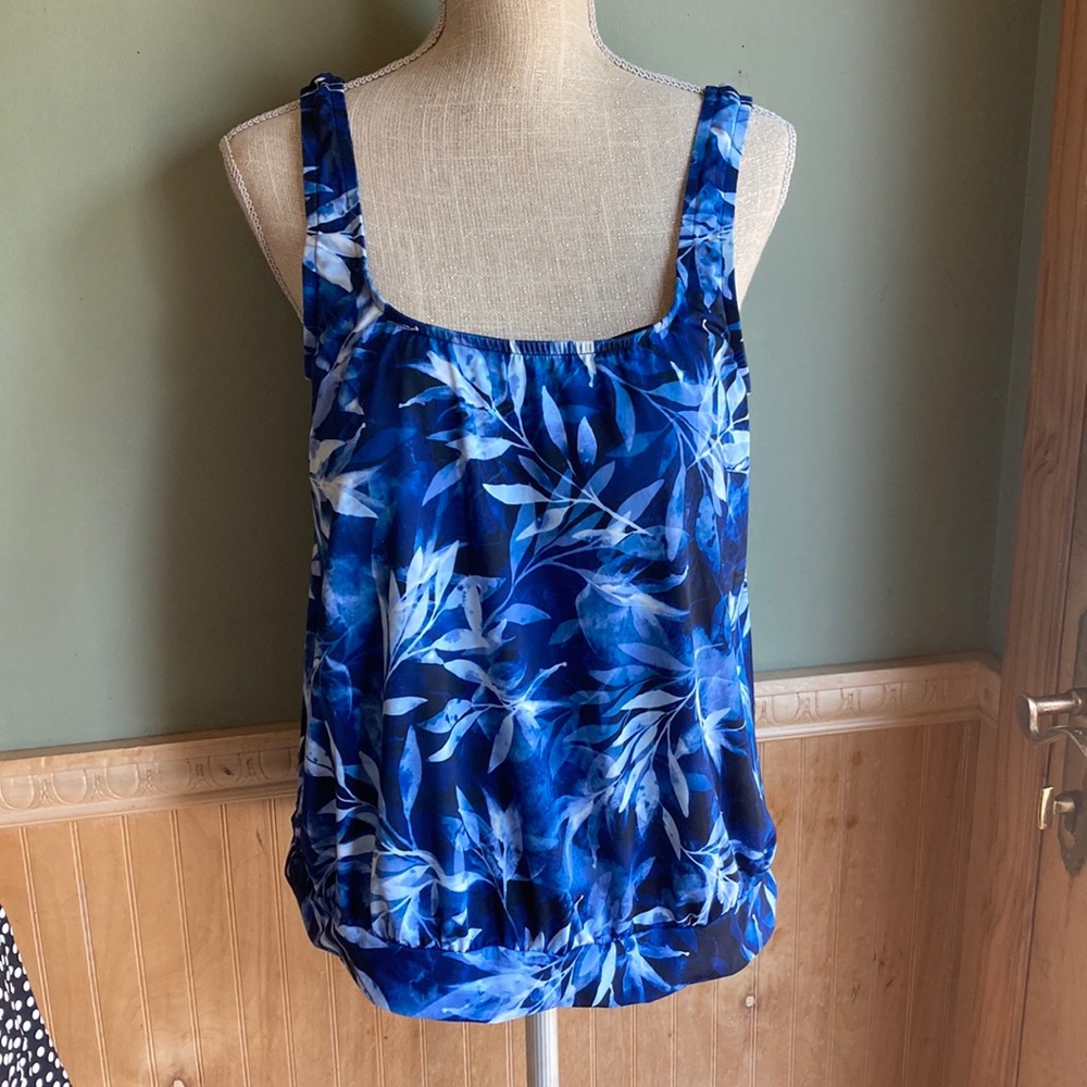 Maxine of Hollywood blue & white print swimsuit top